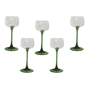 Green French Luminarc Cordial Glassware, Set of 5, 1970s, France