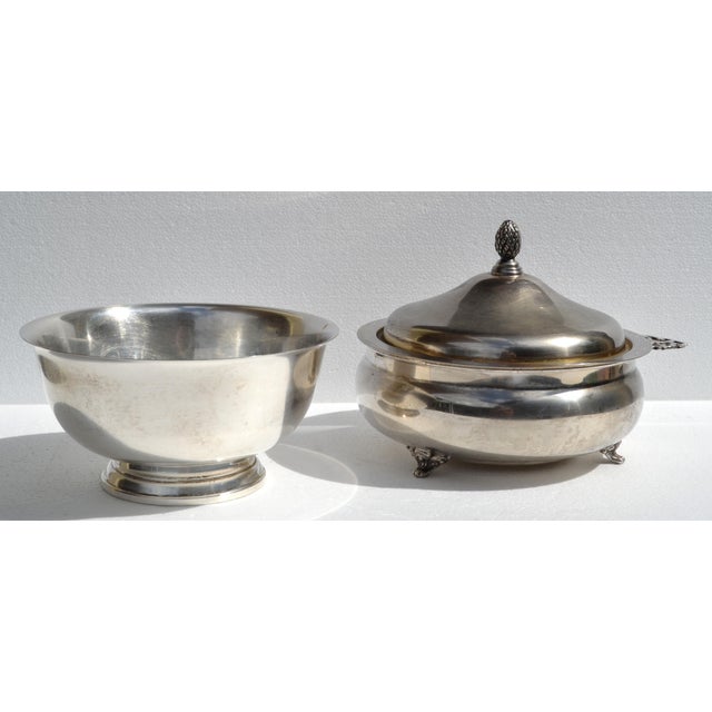 Silver Post 1940s Art Deco Paul Revere Silverplate Bowl W M Rogers Silver Company For Sale - Image 8 of 15