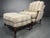 Off-white Ethan Allen Bergère Lounge Chair and Ottoman in Neutral Stripe, Featherblend Cushion For Sale - Image 8 of 11