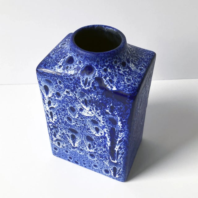 Ceramic Es Keramik Midcentury Blue and White Lava Vase, 1960s For Sale - Image 7 of 8