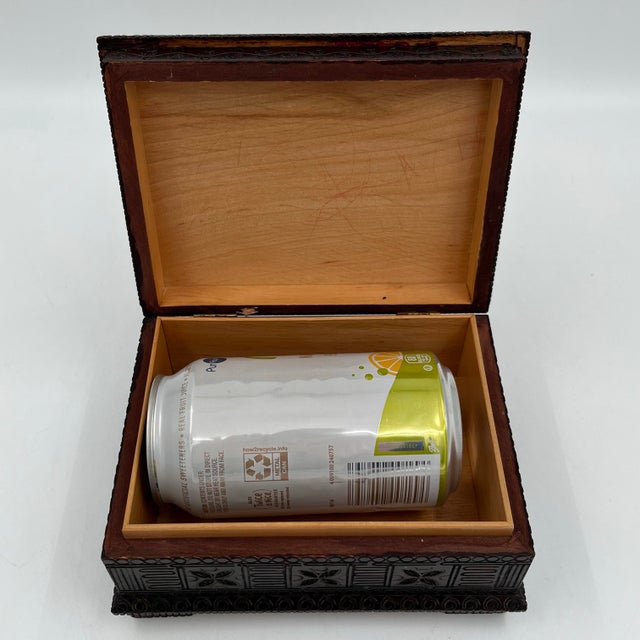 Rustic European Vintage Polish Folk Art Carved Wood Box For Sale - Image 3 of 12