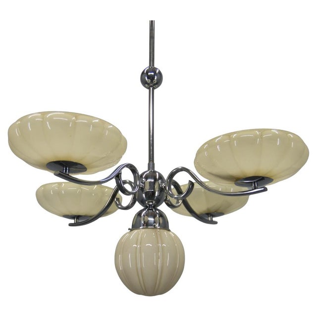 Art Deco Chrome and Glass Chandelier, 1930s For Sale - Image 14 of 14