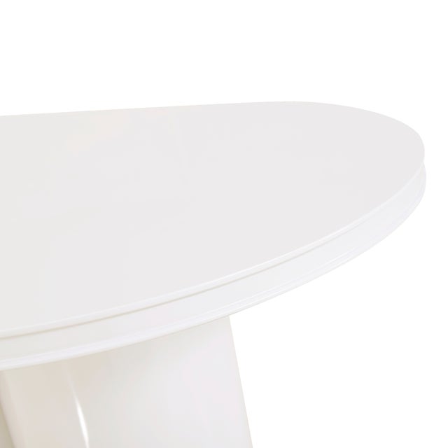 White Elora White Lacquer Oval Dining Table For Sale - Image 8 of 10