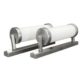 Art Deco Chrome and Glass Wall Lights, 1930s, Set of 2 For Sale