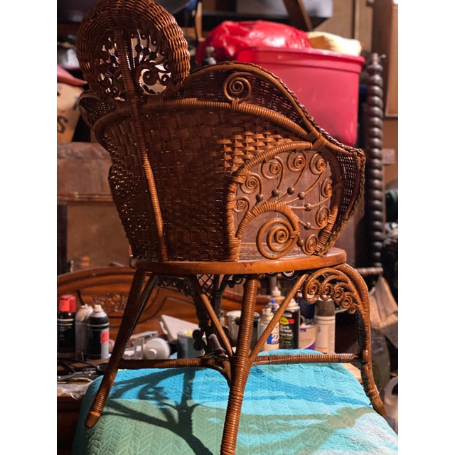 Exceptional Antique Heywood Brothers & Wakefield Fancy Wicker Armchair, Dating to Circa 1897–1915 (Pre-1921 Maker). For Sale - Image 9 of 11
