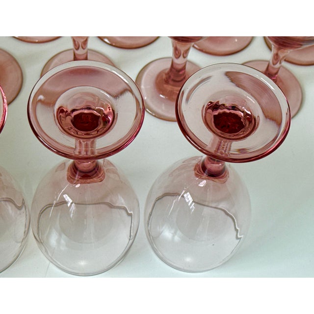 Pink Vintage Libbey Pink Plum Wine Glasses - New in Box - S/12 For Sale - Image 8 of 9