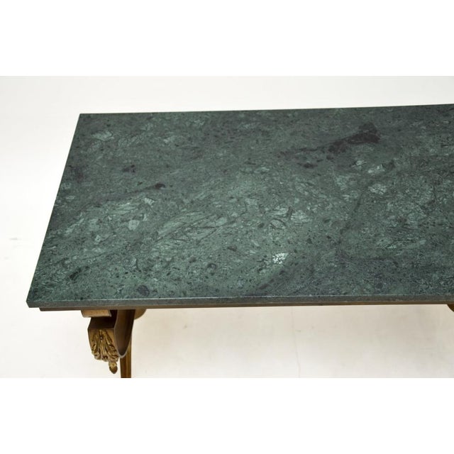French Brass Coffee Table with Marble Top, 1930s For Sale - Image 4 of 9