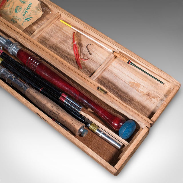 Vintage Cased Fishing Rod Set, Japanese, Cased, 8ft, 6ft, Mid Century, Pigeon For Sale - Image 12 of 12