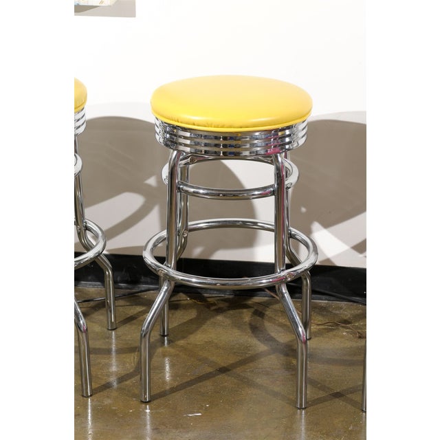 Yellow Swivel Bar Stools Set of Three Chairish