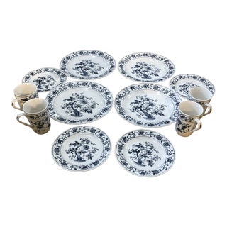 Vintage Nikko Ming Tree Blue China Set- 12 Pieces For Sale