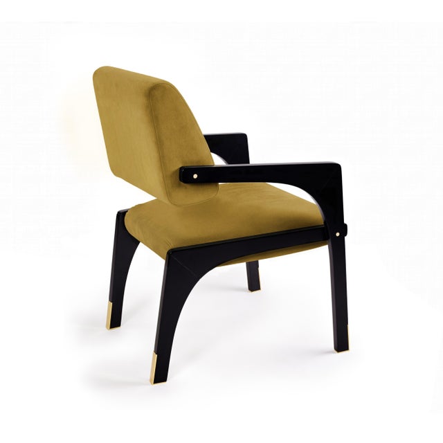 Arches Dining Chair in Mustard Cotton Velvet from Insidherland For Sale - Image 4 of 8