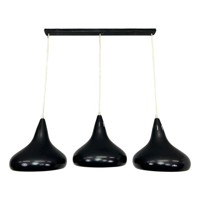 Mid-Century Modern Black Ceiling Lamp, 1950s For Sale