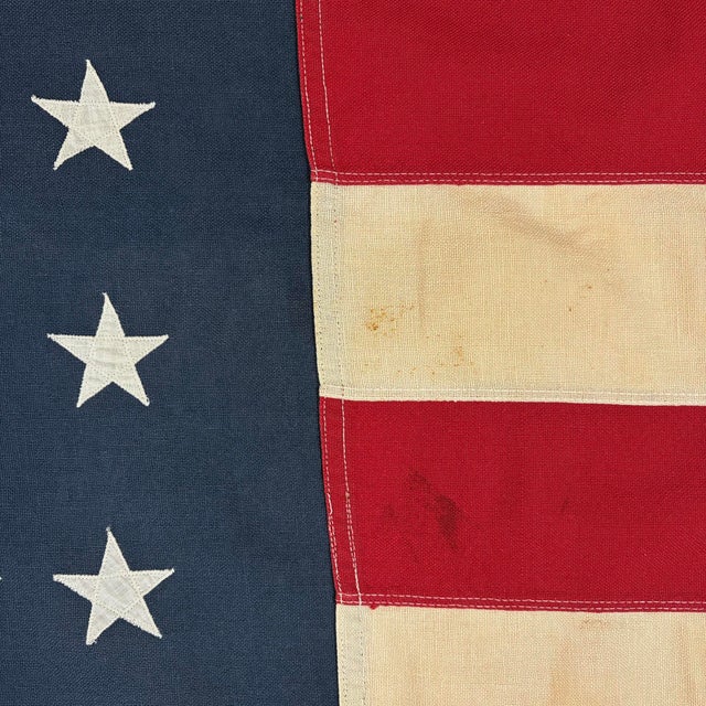 Large Vintage Cotton American Flag With 48 Sewn Stars For Sale - Image 4 of 7