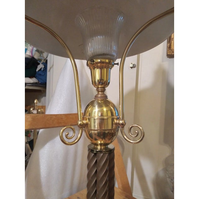 Hollywood Regency Mid-Century Large Brass Dome Table Lamp For Sale - Image 9 of 11