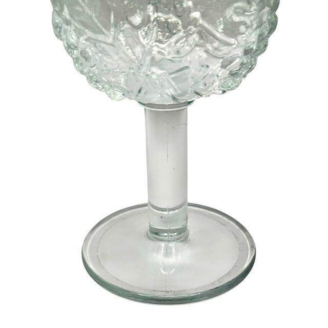 Glass Vintage Clear Embossed Grapes and Vine Motif Water Goblets - A Set of Four For Sale - Image 7 of 8