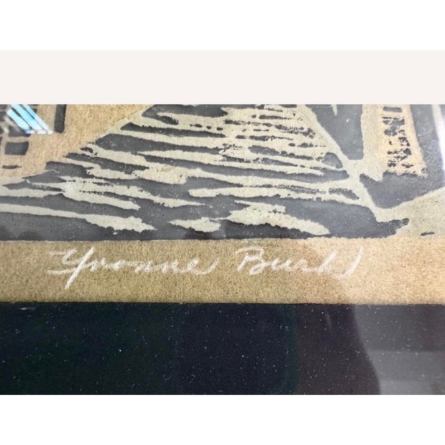 Metal Vintage Large Princeton Art Yvonne Burk Limited Edition Woodblock Print 1960s New Jersey For Sale - Image 7 of 9