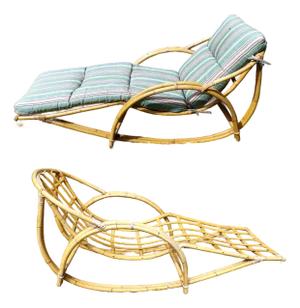 Vintage Mid Century Rocking Bamboo Chaise Lounge Rocker Longue Patio Furniture