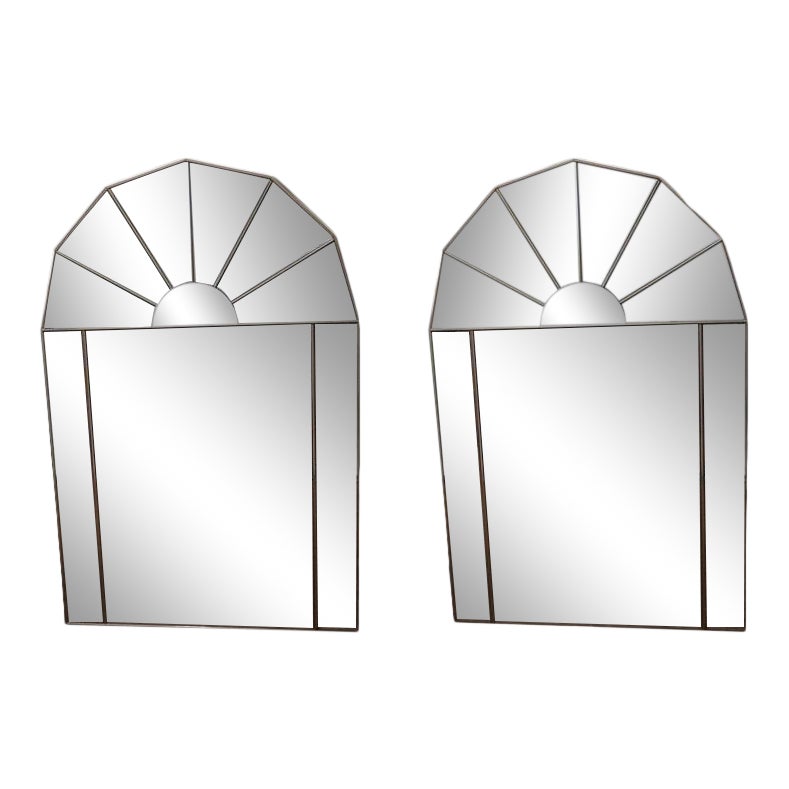 Contemporary Arch Top Beveled Mirrors A Pair Chairish