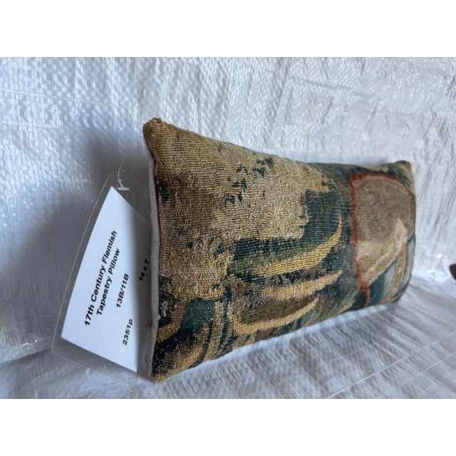 Baroque 17th Century Flemish Tapestry Pillow - 14 X 7 For Sale - Image 3 of 5