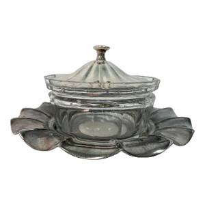 Antique Walker & Hall Silver Plate & Glass Butter Dish Made in England
