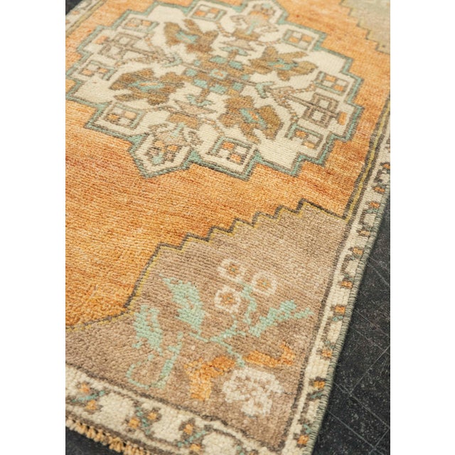 Textile Turkish Mini Rug Oriental Hand Knotted Vintage Rug 1'9" x 3' #21099 For Sale - Image 7 of 8