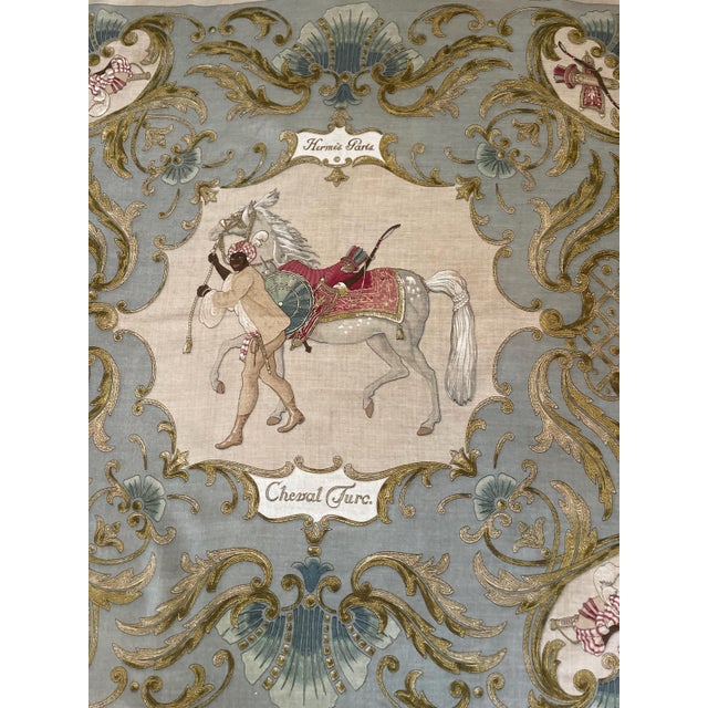 French HERMÈS Cashmere Scarf “CHEVAL TURC” 1970 For Sale - Image 3 of 9