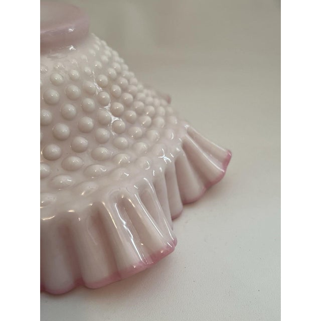Mid 20th Century Bowl Pink Glow Hobnail Ruffled Fenton Cased Glass 4" Tall 10" Vantage For Sale - Image 4 of 13