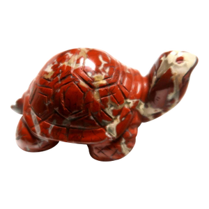 Miniature Red and White Turtle - Hand Carved From Natural Brecciated Jasper