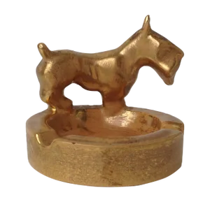 C.1960's Mid-Century Original Stangl Vintage Scottie Dog Gilt Strie Ashtray, Catchall Dish