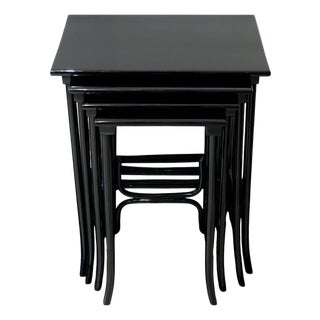 Vienna Art Nouveau Black Stained Nesting Tables from Thonet, 1900s, Set of 4 For Sale