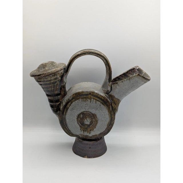 Vintage Mid Century Modern Ceramic Studio Art Pitcher With Lid For Sale - Image 13 of 16