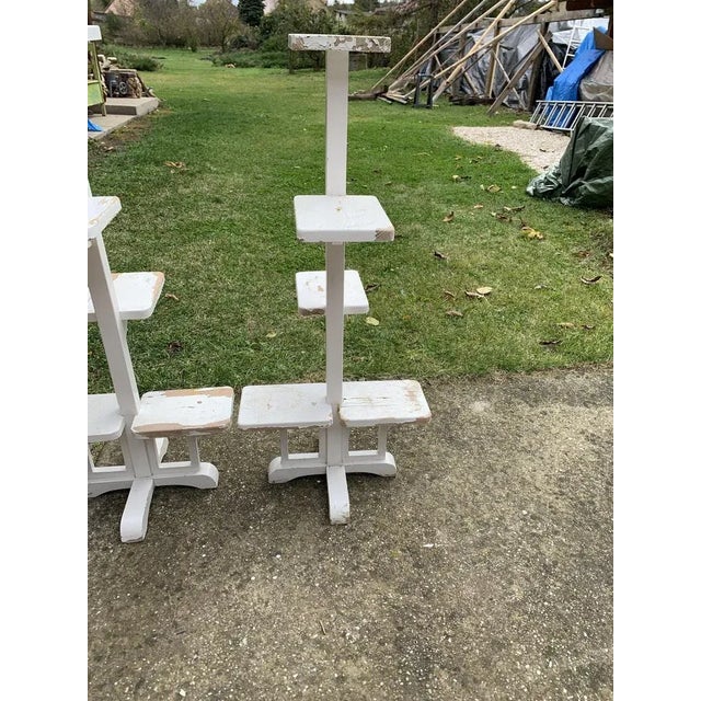 Art Deco White Painted Wooden Plant Stands, Set of 2 For Sale - Image 4 of 6