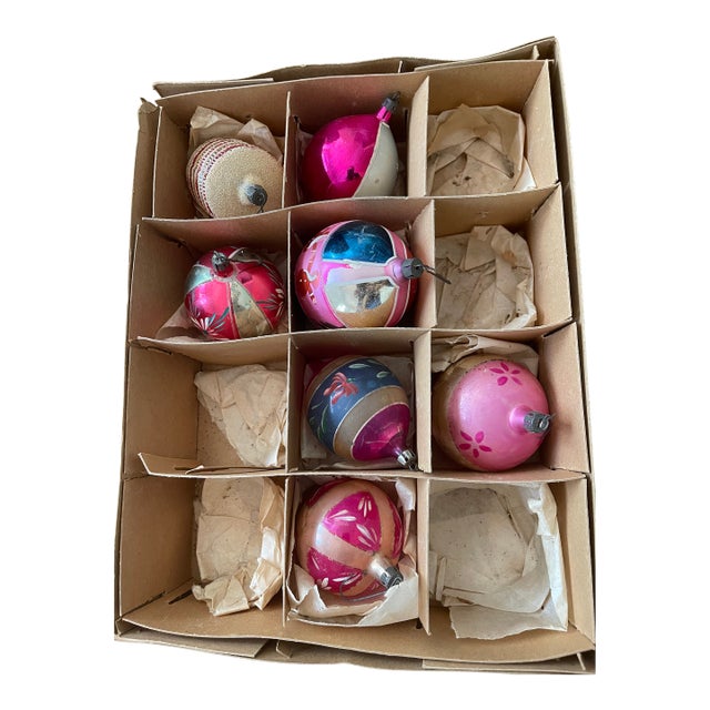 12 PCS Antique Blown Glass Christmas Ornaments Poland For Sale