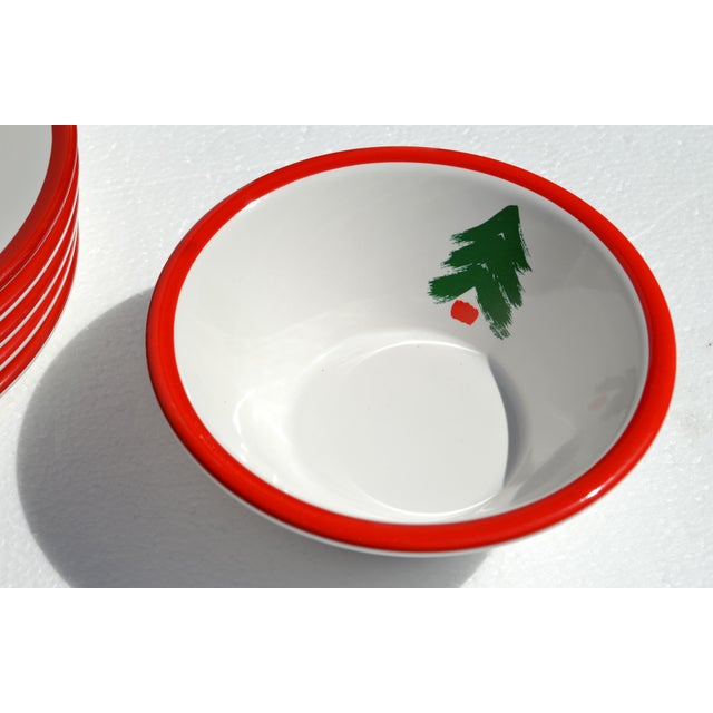 Ceramic Set 12 Pfaltzgraff Marimekko Oy Christmas Tree Red Band Design Dinnerware Late 20th Century For Sale - Image 7 of 16