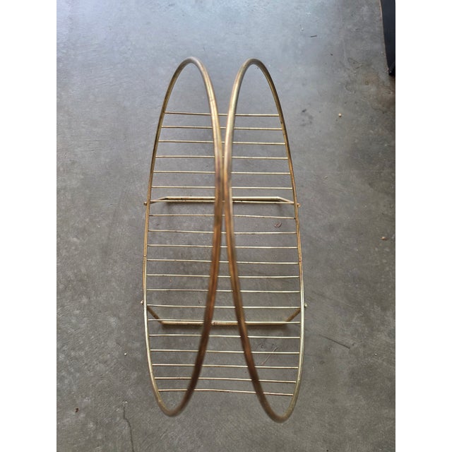 Vintage Mid-Century Modern Brass Hoop Wire Log Holder & Record Rack For Sale - Image 10 of 17
