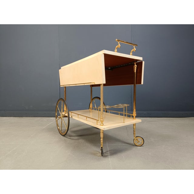 Italian Lacquered Serving Bar Cart by Aldo Tura, 1960s For Sale - Image 6 of 12