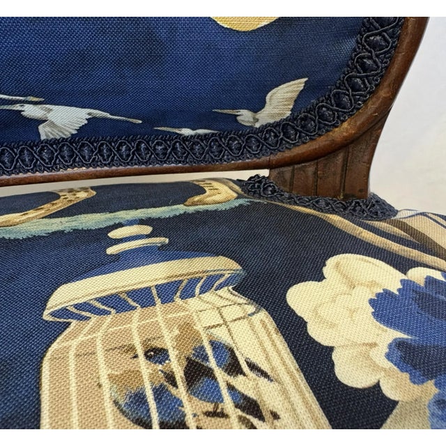 Early 1900's French Boudoir Fruitwood Armchair With New Statement Upholstery For Sale - Image 11 of 18