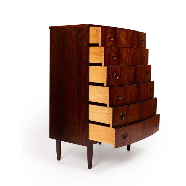 Danish Mid-Century Six Drawer Rosewood Tallboy Dresser 1960s For Sale - Image 4 of 6