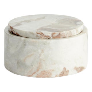 Jaqueline Marble Round Lidded Box Wide For Sale