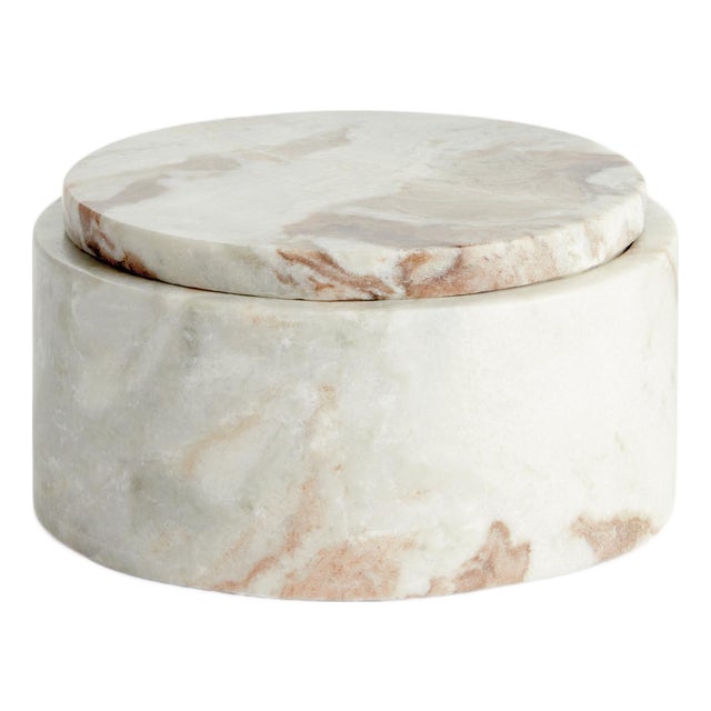 Jaqueline Marble Round Lidded Box Wide For Sale