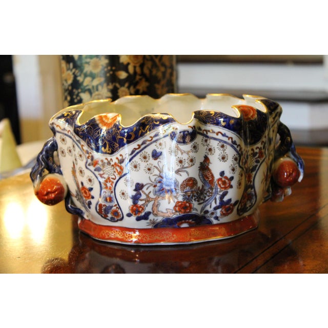 Antique Meiji Japanese Kutani Porcelain Centerpiece Bowl Jardiniere, C1900 For Sale - Image 9 of 11
