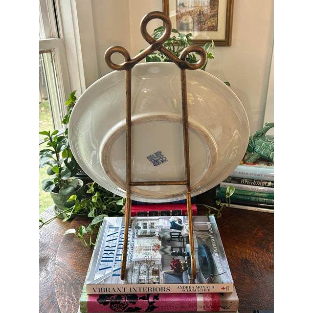 Vintage Blue and White Dragon and Phoenix Chinoiserie 14.75” Charger on Stand For Sale In New Orleans - Image 6 of 12