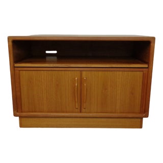 Small Teak Tambour Media Sideboard from Dyrlund, 1970s For Sale