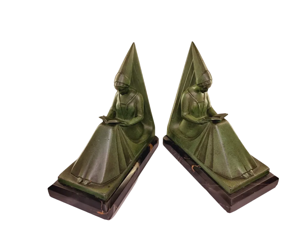 Art Deco Bookends by Max Le Verrier, France, 1920s, Set of 2