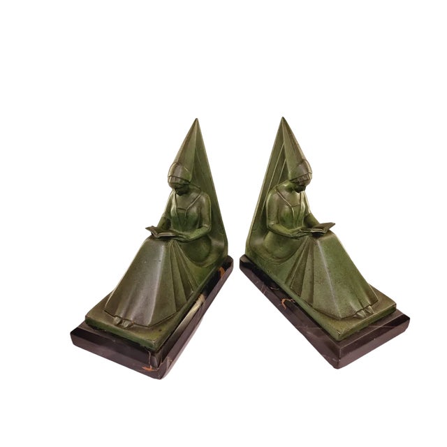 Art Deco Bookends by Max Le Verrier, France, 1920s, Set of 2 For Sale