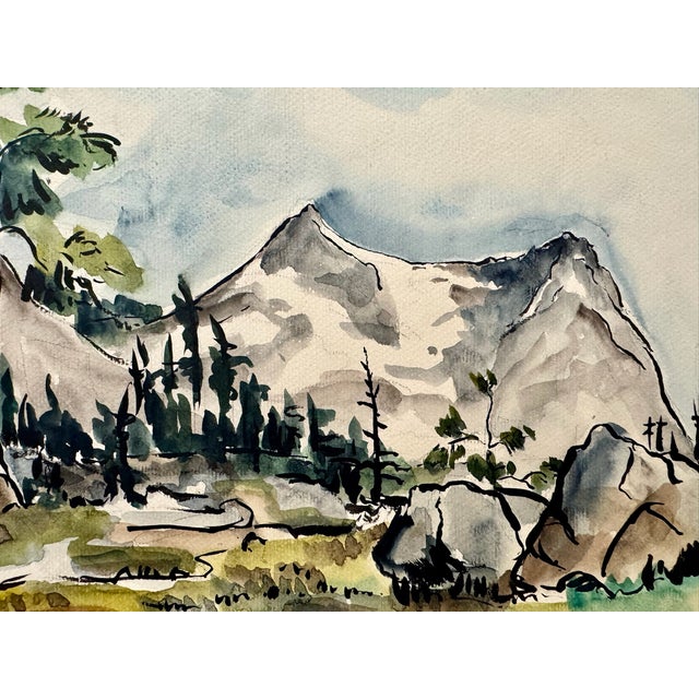 Rustic Henry Emil Salloch Original Watercolor on Paper Tuolumne Pass, 1951. For Sale - Image 3 of 8