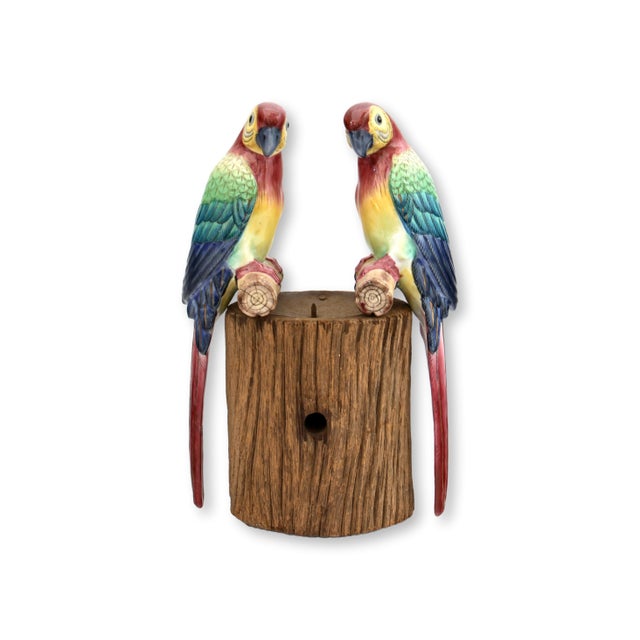 Faience Parrot Candle / Planter Decor Set For Sale - Image 4 of 7
