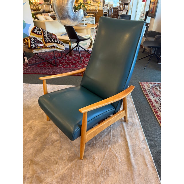 Design Plus Gallery presents a Teal Recliner by Milo Baughman for James, Inc. This is an early Milo Baughman mid-century...