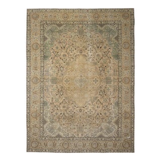 1970s Vintage Persian Handknotted Wool Orange Oversize Area Rug For Sale