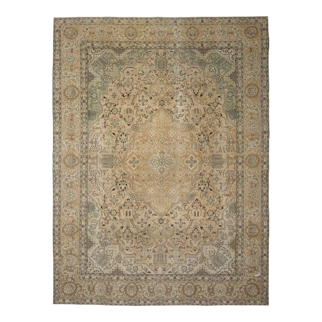 1970s Vintage Persian Handknotted Wool Orange Oversize Area Rug For Sale